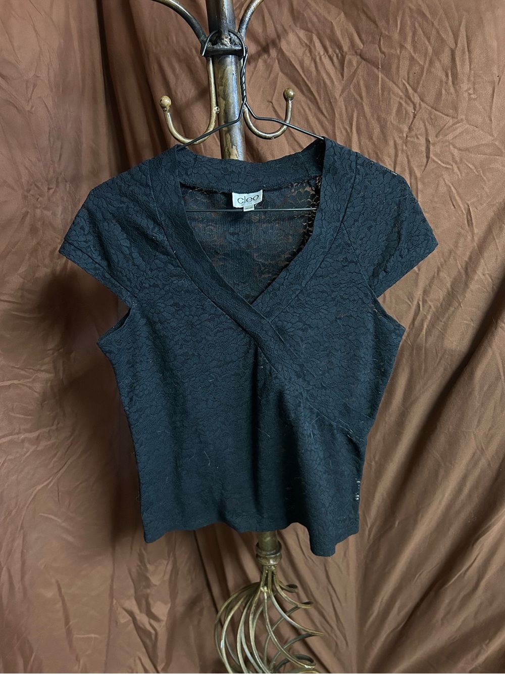 Black Lace V-Neck Top